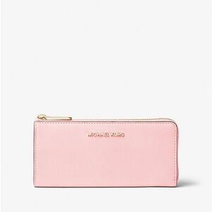 Michael Kors Jet Set Travel Large Saffiano Leather Quarter-Zip Wallet